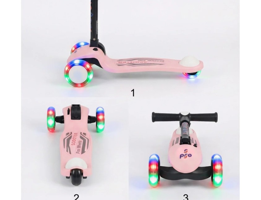 Işık/Ledli Üç Teker Yükseklik Ayarlanabilir ve Katlanabilir Fren Sistemli Çocuk Scooter