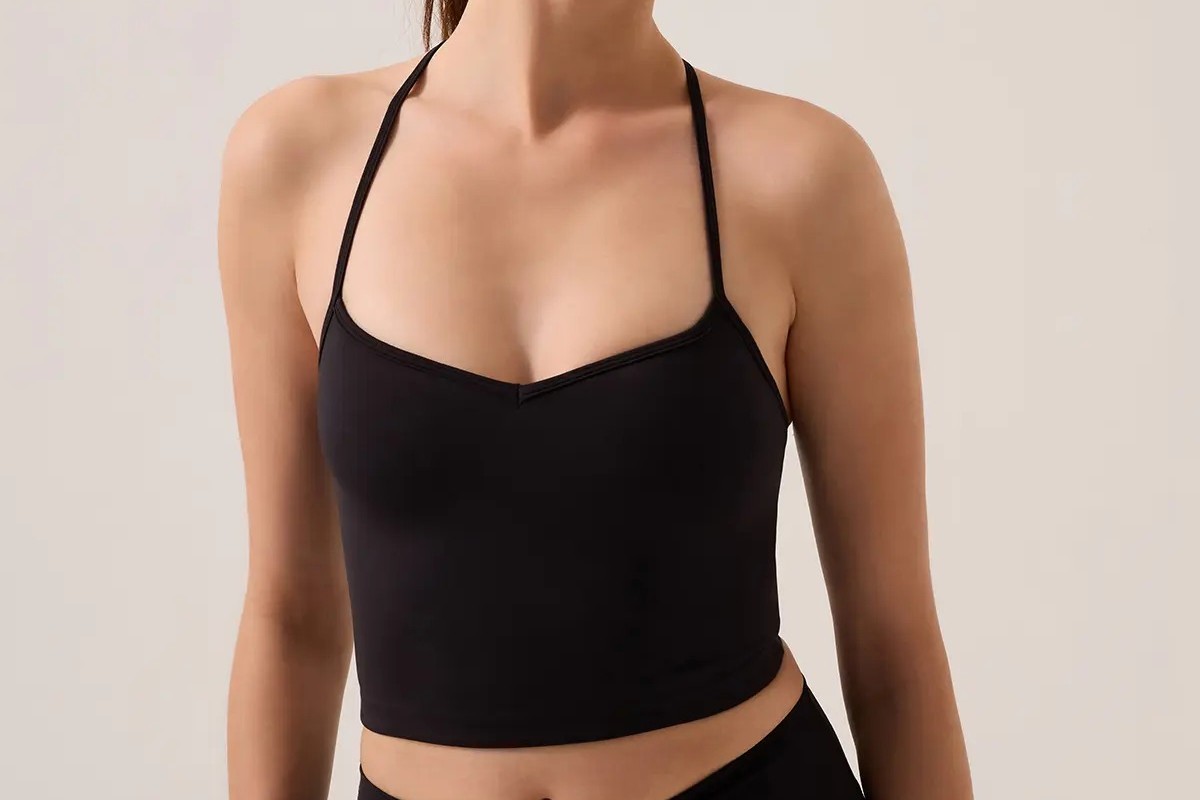 Los Ojos x Ece Siyah Kalp Yaka Spor Sütyeni Sweetheart Neck Top