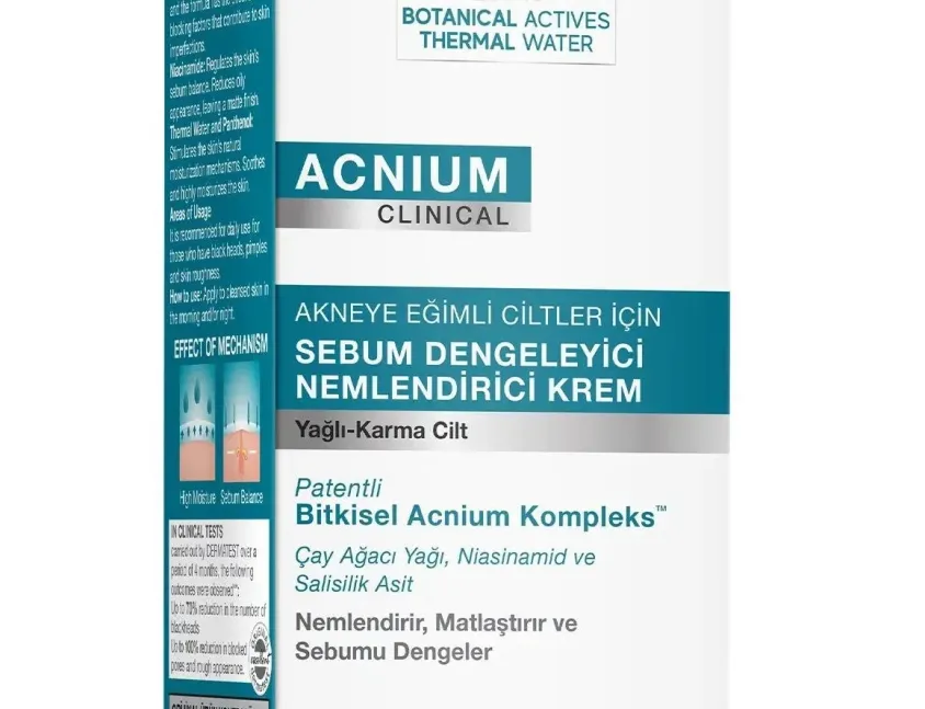 Bioxcin Acnium Sebum Dengeleyici Nemlendirici Krem 50 ml Yağlı Ciltler İçin