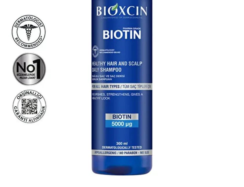 Bioxcin Biotin 5000 mcg Dökülme Karşıtı Şampuan 300 ml - Tüm Saç Tipleri İçin