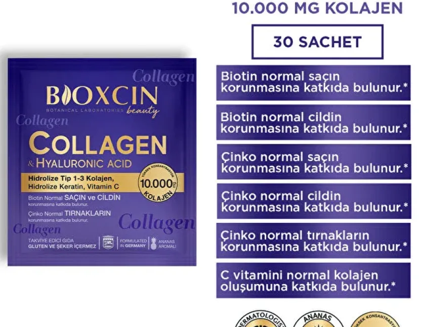 Bioxcin Beauty Collagen Tip 1-3 Hyaluronic Acid 10.000 mg 30 Saşe